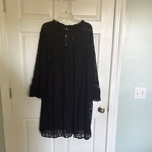 Who What Wear Black Lace Long Sleeve Dress